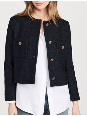 ba&sh Meredith Cotton Wool Blazer Jacket Marine Size Small